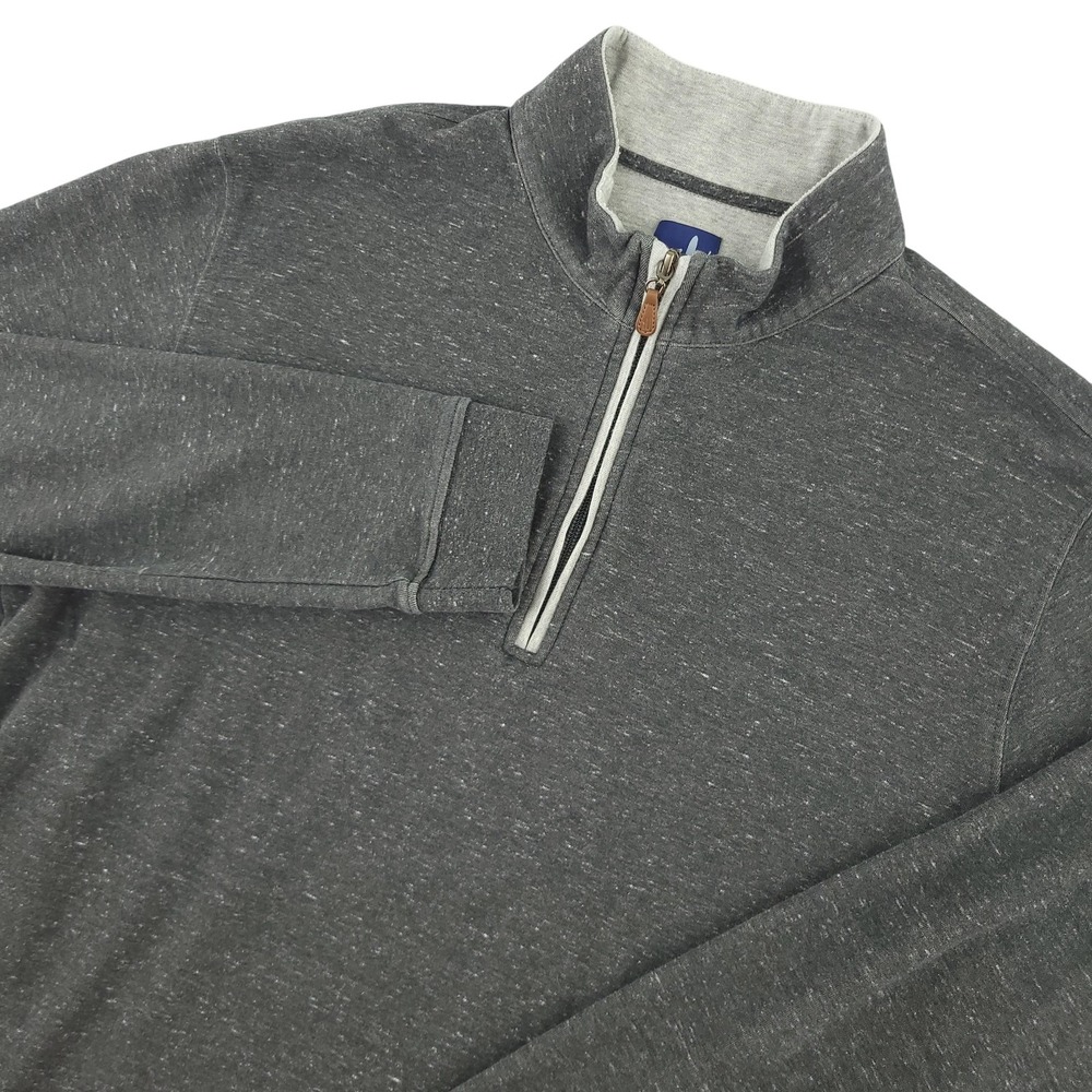 Johnnie-O Sweatshirt Mens L Gray 1/4 Zip Mock Neck Knit Pullover Heather Casual